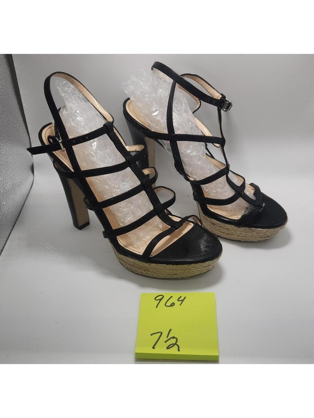 Marc Fisher Women’s Leather Strappy Open Toe Ankle Strap Stiletto Heel 7.5